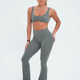 LUXE Sculpt Flared Leggings - Sage Khaki