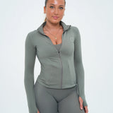 LUXE Flow Zip-Jacket - Sage Khaki