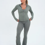 LUXE Flow Zip-Jacket - Sage Khaki