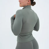 LUXE Flow Zip-Jacket - Sage Khaki