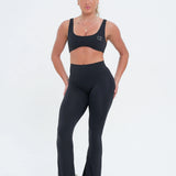 (PRE-ORDER) LUXE Sculpt Flared Leggings - Deep Black