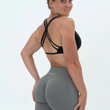 DAVOMI Double Twist Sport-BH - Deep Black
