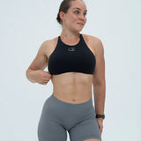 DAVOMI High Neck Sport-BH - Deep Black