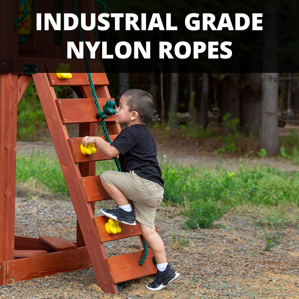 10._Adventure_Wave_-_Industrial_Grade_Nylon_Ropes_-_Rock_Wall_Ladder__30596.1707318520.1280.1280.jpg Adventure Wave Swing Set w/ Grey Slides - Image 17