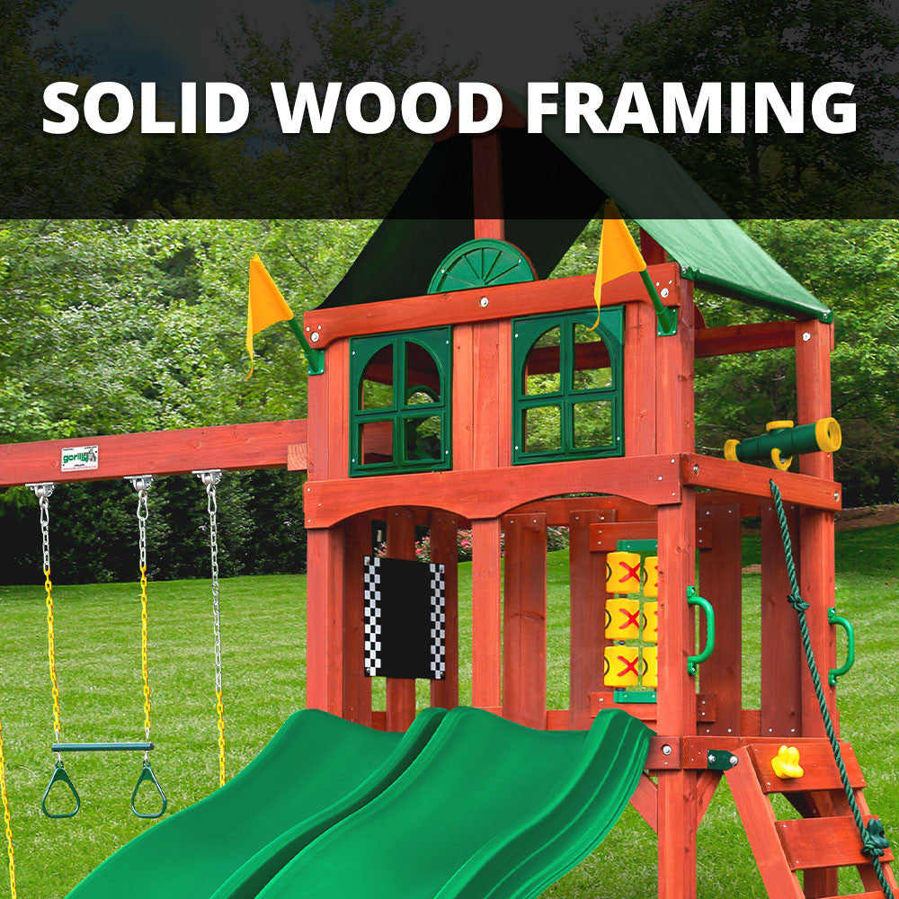 11._Playmaker_Deluxe_-_Wood_Framing__58149.1707320253.1280.1280.jpg PlayMaker Deluxe Swing Set w/ Grey Slides - Image 7