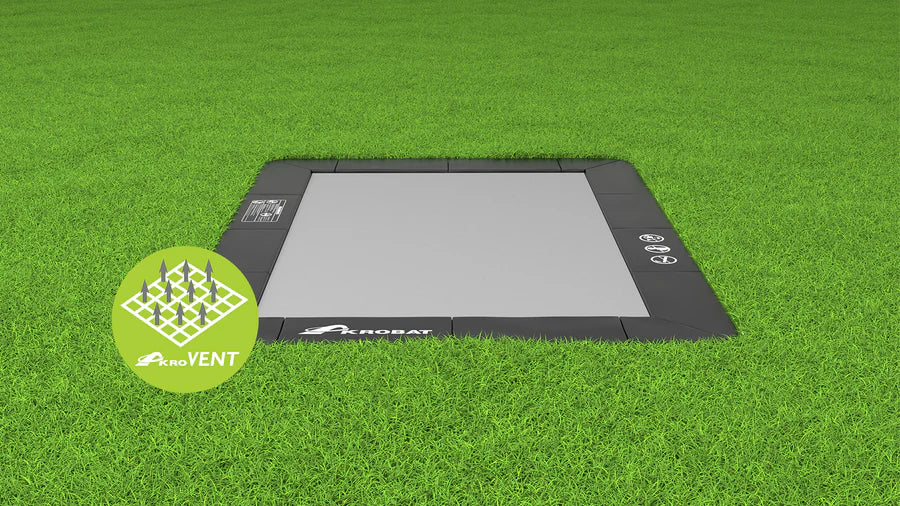 Akrobat_Primus_Flat_rectangular_Black_on_grass_900x_06cfd0b7-4452-4624-8304-7496c20661c3.jpg Primus Flat Rectangular 11x8ft In Ground Akrobat Trampolines Extensive Warranty and Extreme bounce - without safety net - Image 12