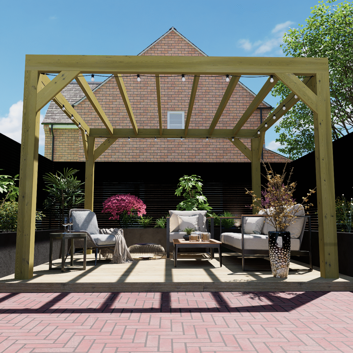 Chunky Wooden Box Pergola Kit - Image 1