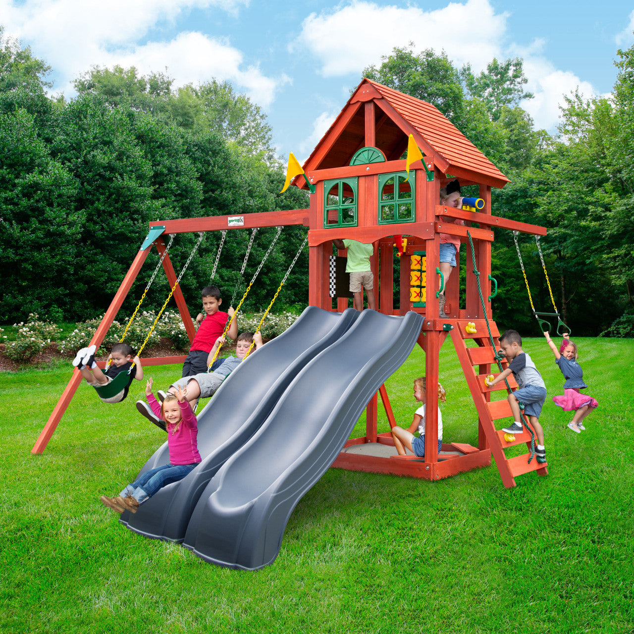 ss-Riverwood-AdventureWave-Gray-Slides-Kids-Lifestyle-square__62512.1707319217.1280.1280.jpg Adventure Wave Swing Set w/ Grey Slides - Image 1